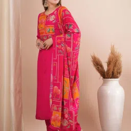 Fashor Pink Printed Kurta and Pant Set With Dupatta image 4