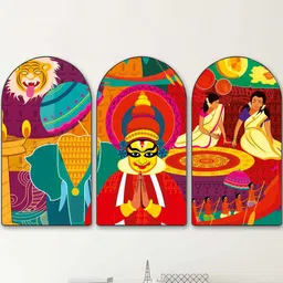 Myntra Elegant Homes Multicoloured Set of 3 Piece MDF Other Wall Paintings-picture-32