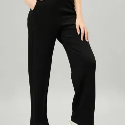 FEMEA Black Cotton Blend Textured Trackpants image 4