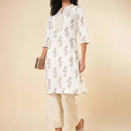 Rangmanch by Pantaloons White Floral Printed Kurta image 4