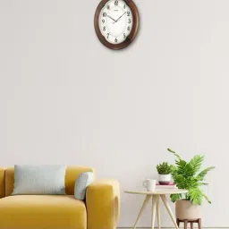 SEIKO elegant brown & white wood wall clock with sweep movement-image-5