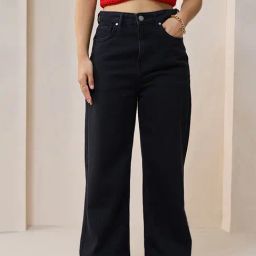 Bewakoof Black Cotton High Rise Flared Jeans-picture-28