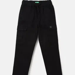 United Colors of Benetton Kids Black Solid Trousers-image-24