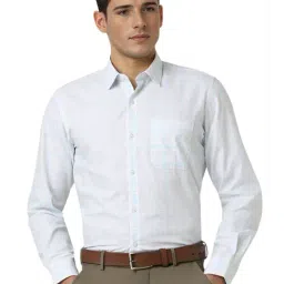 Peter England White Slim Fit Checks Shirts-picture-37