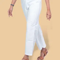 Kryptic White Cotton Baggy Fit Casual Trousers image 3