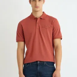 GANT Red Regular Fit Solid Polo T-Shirt-picture-10