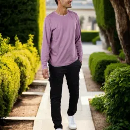 celio celio* Dark Pink Solid Regular Fit Cotton Long Sleeves T-Shirt-picture-31
