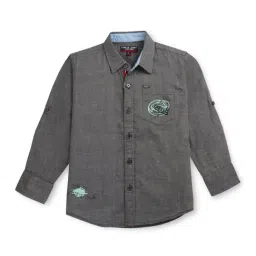 Gini & Jony Kids Grey Solid Full Sleeves Shirt-picture-31