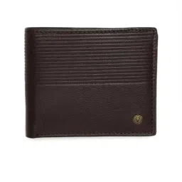 Allen Solly Brown Textured Leather Bi-Fold Wallet for Men-image-1