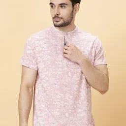 Being Human Pink Regular Fit Printed Henley T-Shirts-image-5