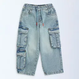 HOP Kids by Westside Blue Cargo-Style Relaxed-Fit Mid-Rise Jeans-image-91