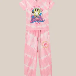 Kidsville Barbie Printed Pink Regular Fit Combo Set For Girls-image-12