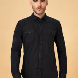 SF Jeans by Pantaloons Black Cotton Slim Fit Shirt-picture-11
