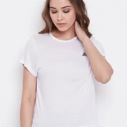 Aesthetic Bodies Women White Solid Round Neck T-shirt-image-61
