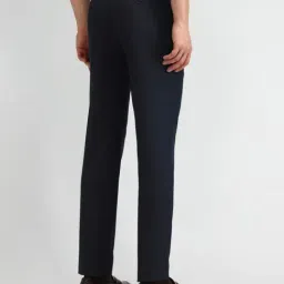 Arrow Navy Slim Fit Checks Trousers image 2