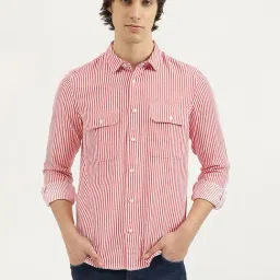 United Colors of Benetton Red Pure Cotton Regular Striped Shirt-picture-32