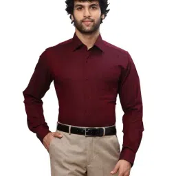 Raymond Maroon Cotton Slim Fit Shirt-picture-23