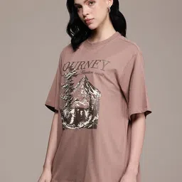 The Roadster Life Co. Graphic Printed Drop-Shoulder Sleeves Oversized T-shirt image 3