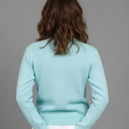 SANDPIPER Women Ribbed Mock Collar Woollen Pullover image 3