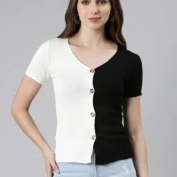 SHOWOFFFF Black & White Color-Block Top-picture-27