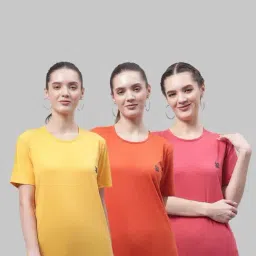 Vimal Jonney Yellow & Orange Cotton Sports T-Shirt - Pack Of 3-image-81