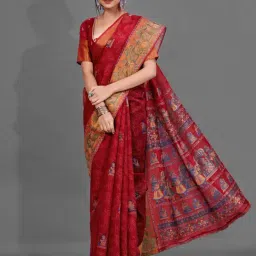 Saree Mall Red Printed Saree With Unstitched Blouse-picture-22