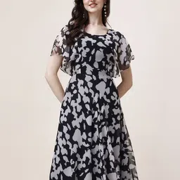 Fashion2wear Women Flutter Sleeves Abstract Printed Fit & Flare Maxi Dress image 2