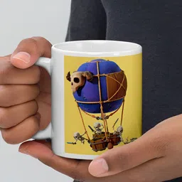 Mr UVD White & Yellow Graphic Printed Ceramic Glossy Mug image 3