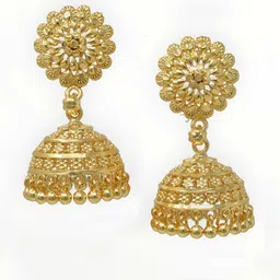 MEIRA JEWELLERY Gold-Plated Dome Shaped Jhumkas-picture-41