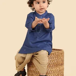 Fabindia Boys Solid Kurta with Dhoti Pant image 3