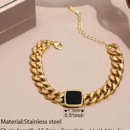 KARISHMA KREATIONS Stainless Steel Gold-Plated Enamelled Anti-Tarnish Bracelet image 4