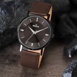 WROGN Men Printed Dial & Leather Straps Analogue Watch HOBWRG0434 image 1