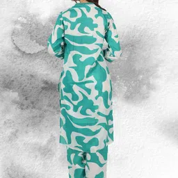 NEYSA Abstract Printed V-Neck Pure Cotton Tunic And Trousers image 3