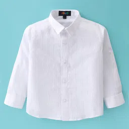 Robo Fry Knit Full Sleeves Shirt and Bottom Set With Bow -White image 2