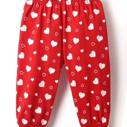 Doodle Poodle Single Jersey Knit Full Length Lounge Pant With Heart Print - Red image 2