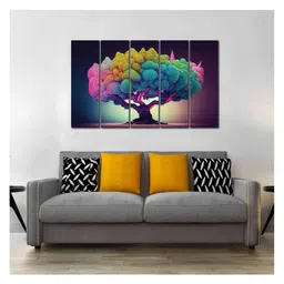 WENS Colorful Tree 5 Pieces Laminated Wall Art Panels - Multicolor image 3