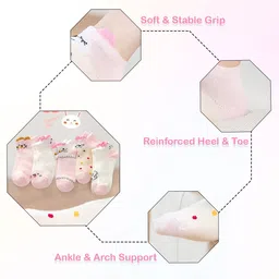 MOMISY Cotton Pack Of 5 Baby Animals & Polka Dots Designed Socks - Multi Colour image 3