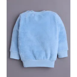 BUMZEE Cotton Knit Full Sleeves Sweatshirt & Jogger Set With Cow Embroidery - Light Blue image 3