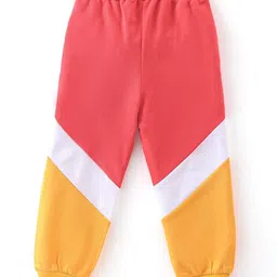 Babyhug Cotton Terry Knit Full Sleeves Hooded T-Shirt & Lounge Pants Set With Floral Print - Red & Yellow image 5