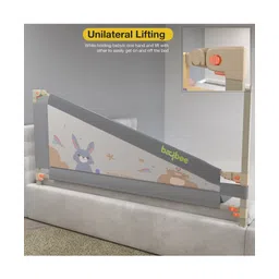 BAYBEE Baby Bed Rail Guard for Baby Toddlers Safety, Portable Kids Bed Rail Safeguard Fence with Adjustable Height | Foldable Single Side Bed Protector for Newborn Baby (Pack of 2, Grey, 180x80cm) image 5