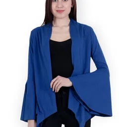 SCORPIUS Blue Solid Tie-Up Shrug-picture-45