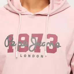 Pepe Jeans Spritzer Pink Cotton Regular Fit Printed Hooded Sweatshirt image 4