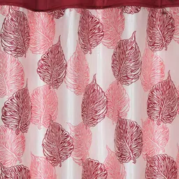 Cortina Set of 2 Maroon & Off-White Printed Long Door Curtains image 4