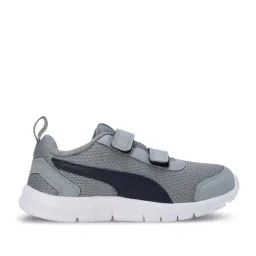 Puma Kids Racer V3 Quarry Grey & Spring Blue Velcro Shoes-picture-18