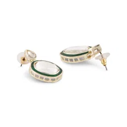 Zaveri Pearls Green Enamel & Artificial Stones Embellished Necklace Earring & Ring Set-ZPFK16632 image 4