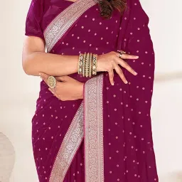 Saree Mall Purple Woven Saree With Unstitched Blouse image 4