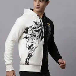 Free Authority White & Black Regular Fit Batman Colour Block Hooded Sweatshirt image 4