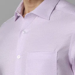 louis philippe Men Lilac Classic Fit Textured Full Sleeves Formal Shirt image 4