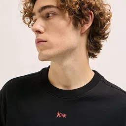 The Bear House Black Cotton Oversized Print T-Shirt image 4