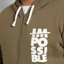 Instafab Plus Green Cotton Regular fit Printed Plus Size Hooded Sweatshirt image 4